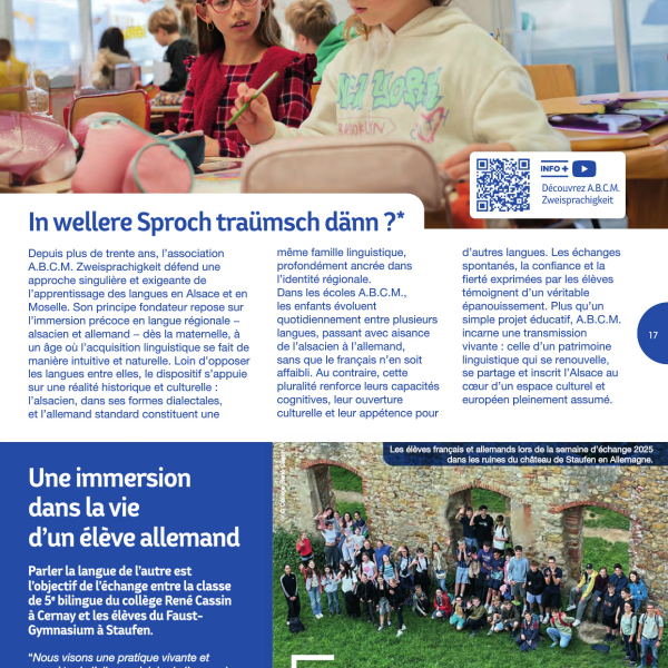 ABCM : immersion en langue allemande dans le journal "Toute l'Alsace"