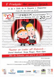 L’école bilingue A.B.C.M. Zweisprachigkeit de Haguenau et l’association des parents d’élèves OMA fêtent leurs 20 ans le vendredi 28 avril 2017