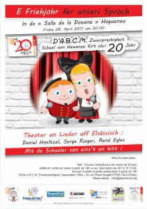 L’école bilingue A.B.C.M. Zweisprachigkeit de Haguenau et l’association des parents d’élèves OMA fêtent leurs 20 ans le vendredi 28 avril 2017